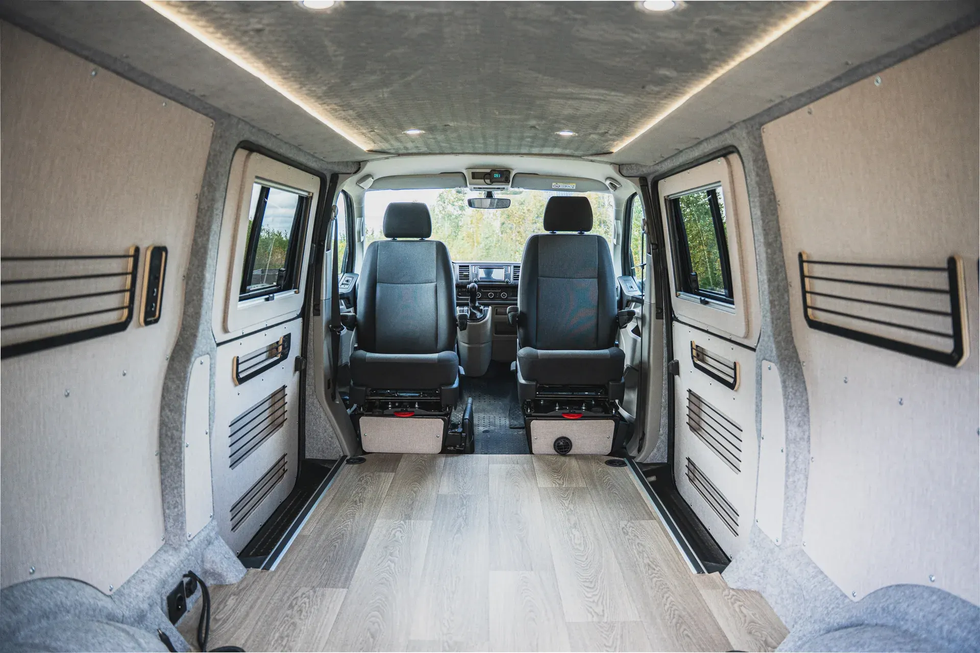 Open T6 interior with upholstered walls and headlining